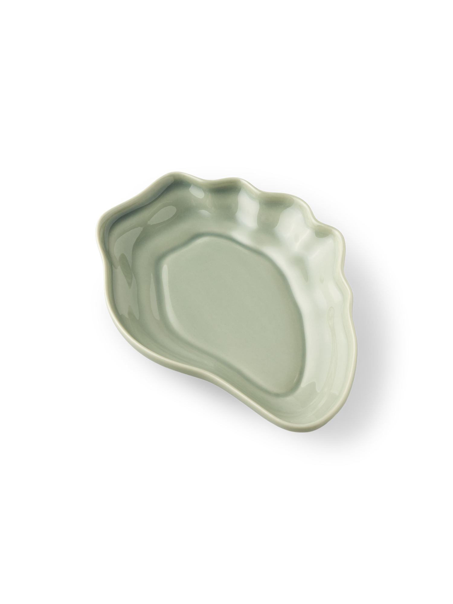 Østersformet tallerken | Stentøj. 13,2 x 18,2 cm.  | Thyme Green
