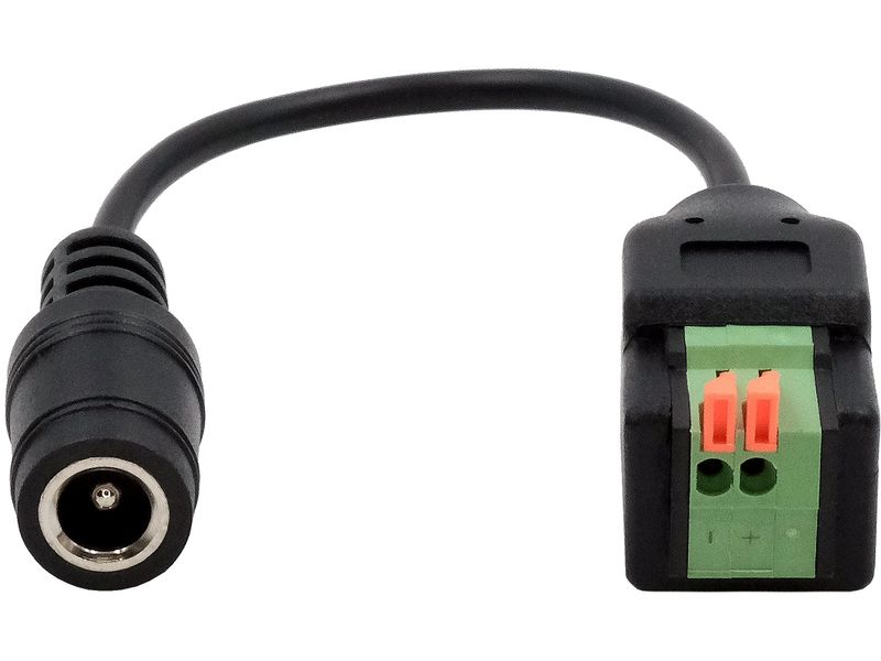Exsys Hohlstecker Adapter DC-Buchse zu Terminal Block Adapter 5.5 x 2.1 mm zu 2-pin Terminal Block mit Drucktaster