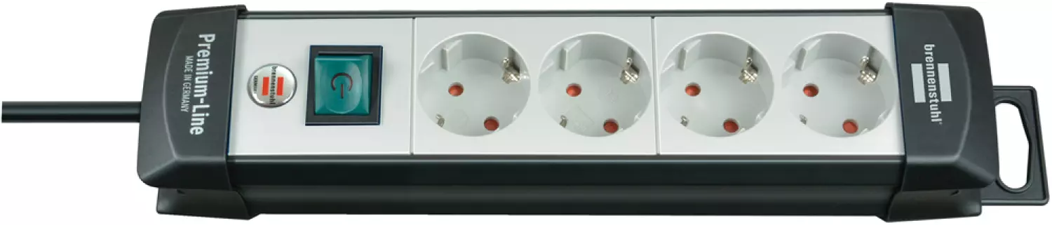 Brennenstuhl 1951540101 4 Voudige stekkerdoos met schakelaar - Zwart / lichtgrijs - 5m