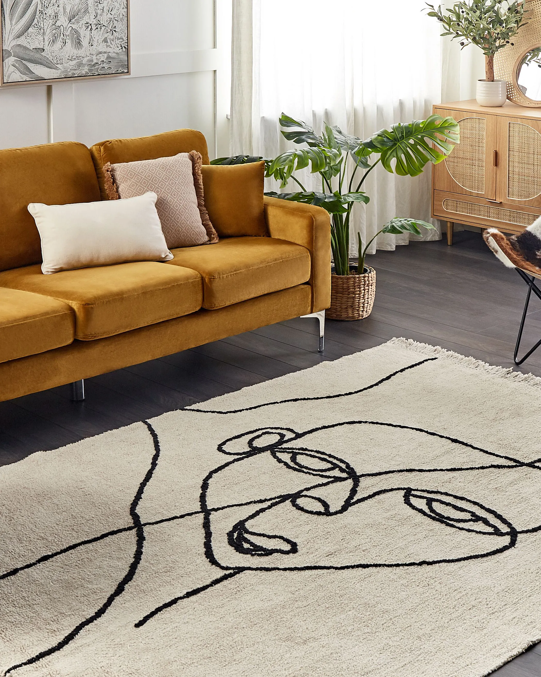 Vloerkleed NURU Lichtbeige 160 x 230 cm Katoen