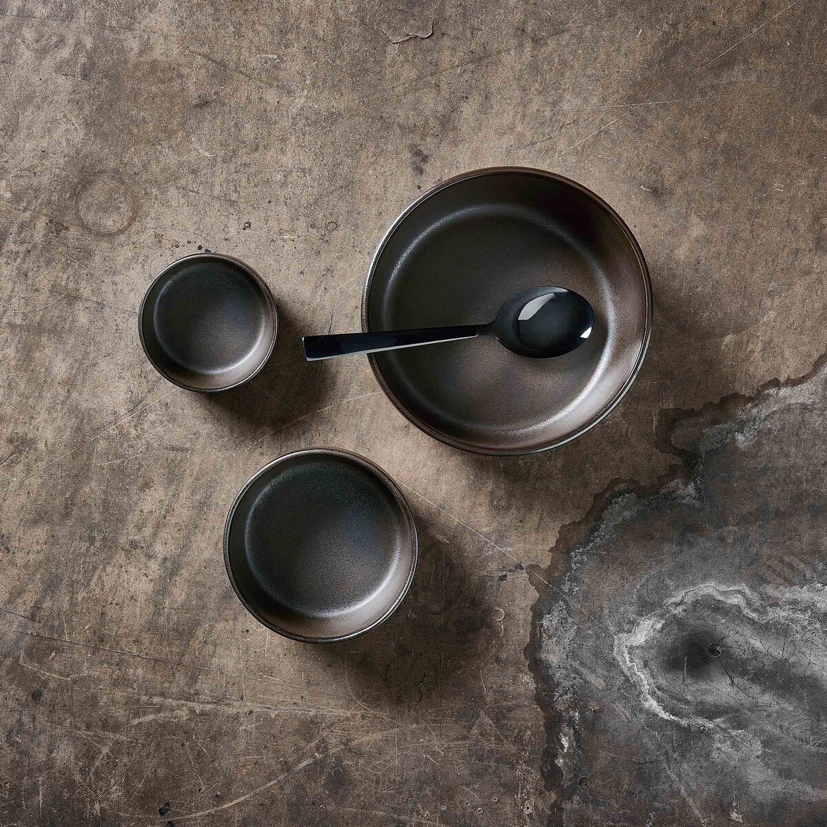 RAW Sett med 3 skåler, Metallic Brown