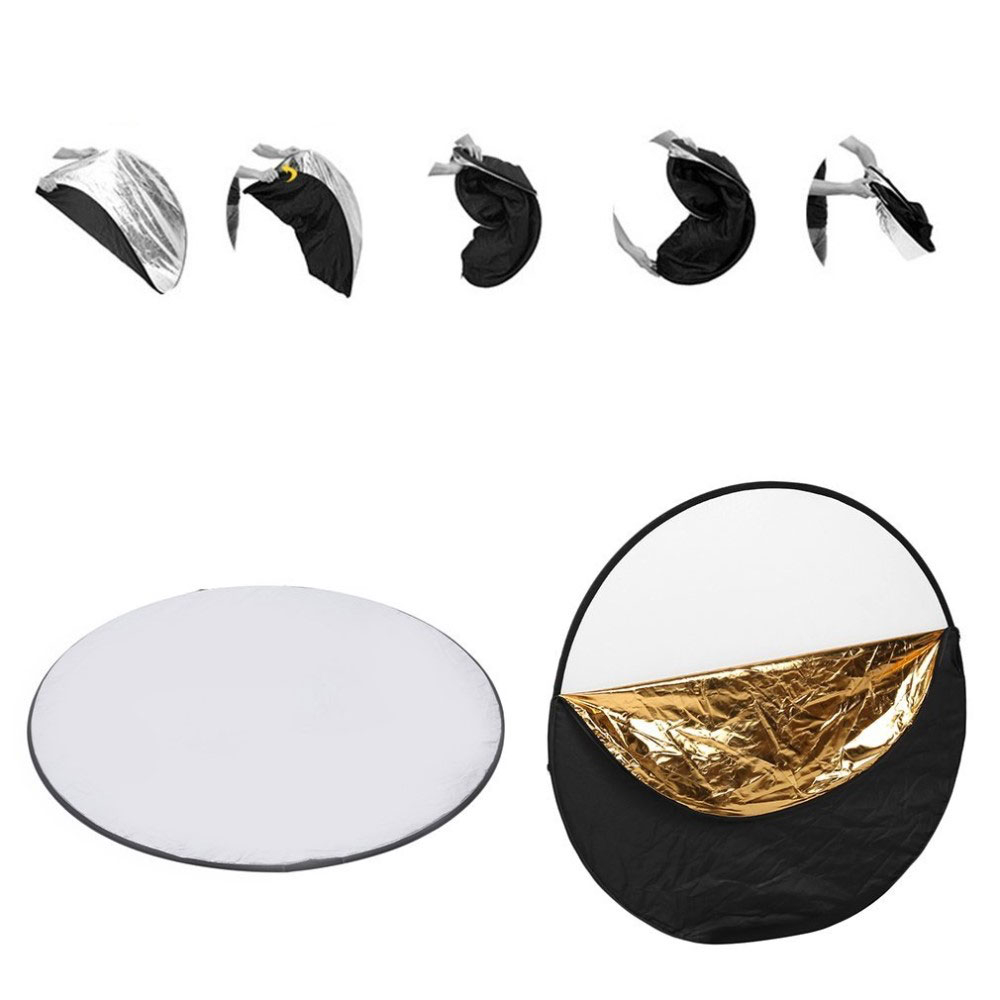 (5-tlg. Set) 60cm Kamera Licht Reflektor Studio Ausrüstung Porträt Foto Leuchte  - Gold / Silber / Schwarz / Weiss / Transparent