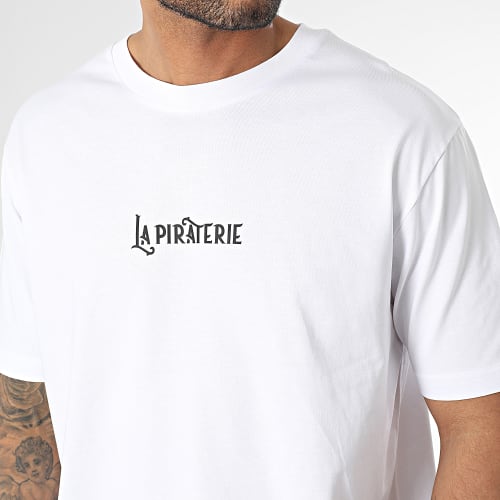 Tee Shirt Oversize Large Wave Logo Blanc Noir