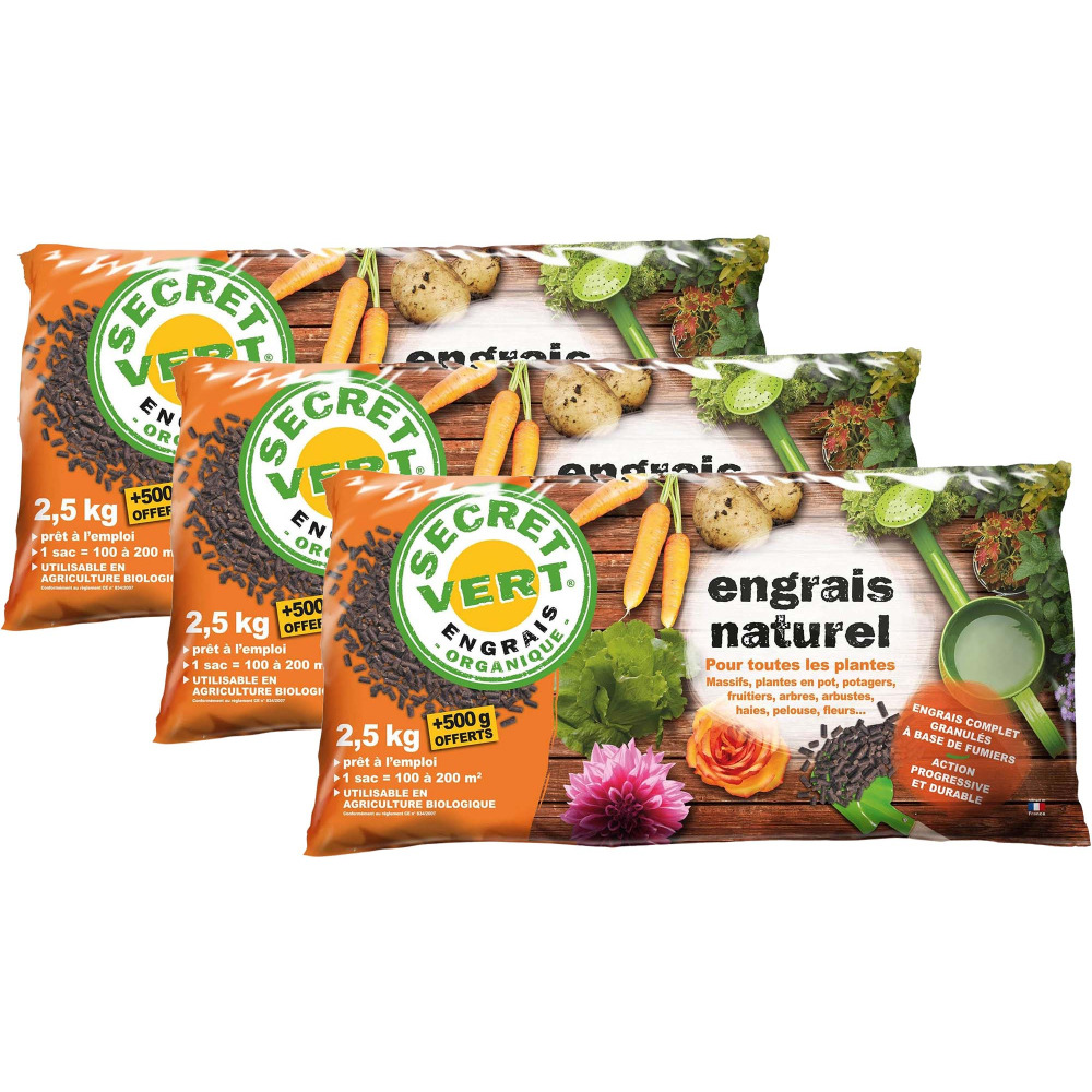 Engrais naturel bio pour toutes les plantes (lot de 3)