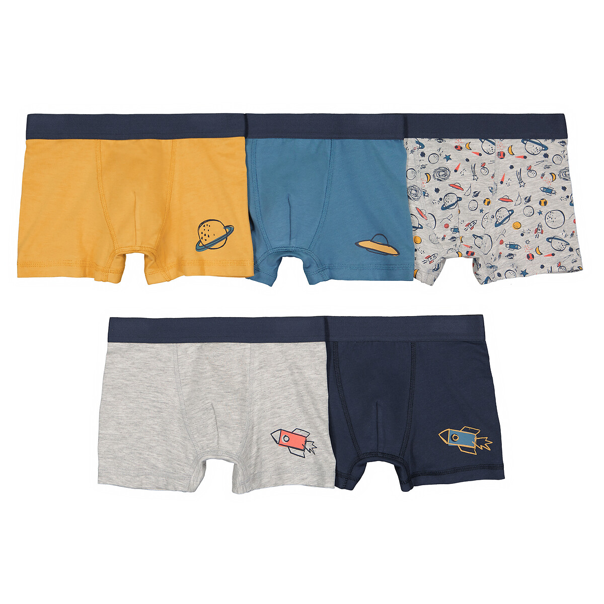 COLEÇÃO LA REDOUTE<br>Conjunto de 5 cuecas boxer com tema espacial
