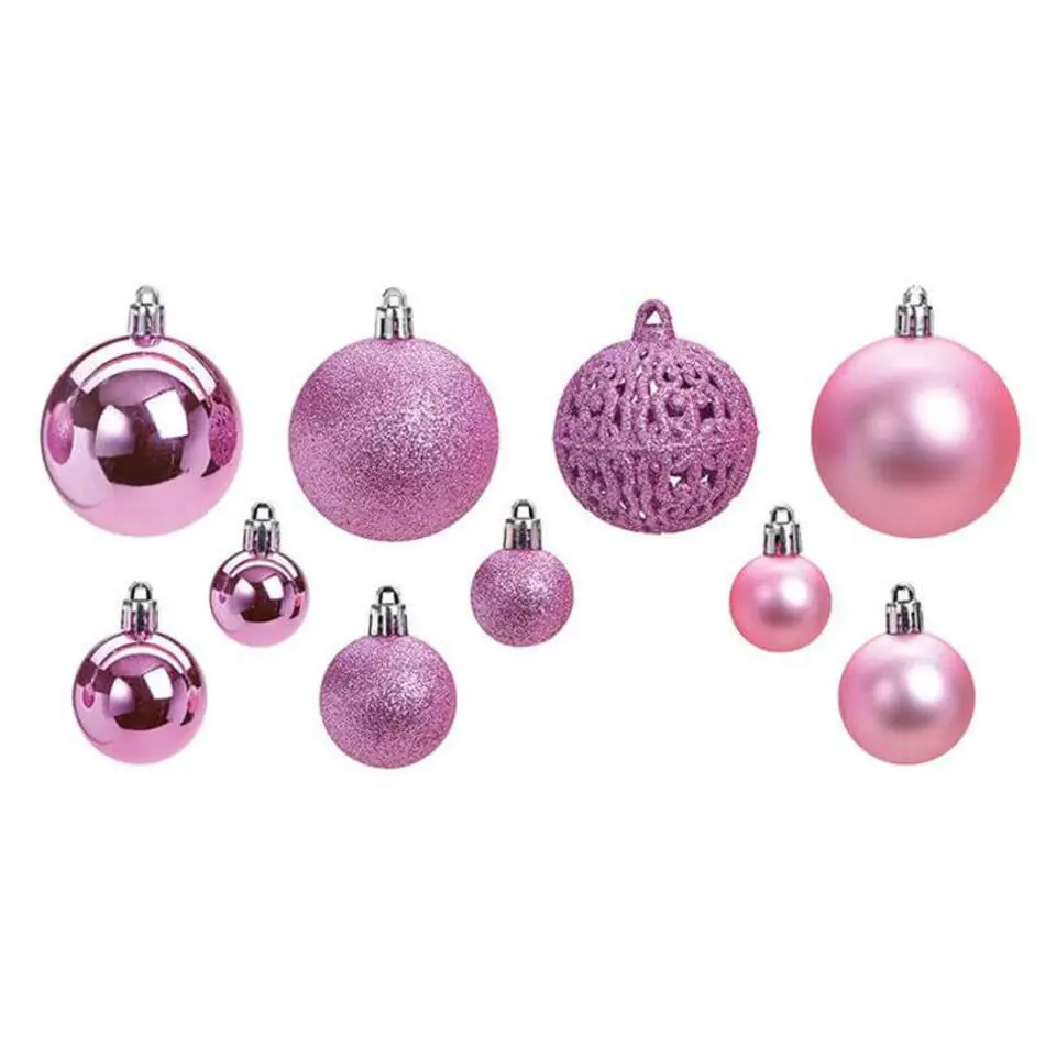 G. Wurm Kerstballen - 50ST - roze - 3 - 4 - 6 cm - kunststof