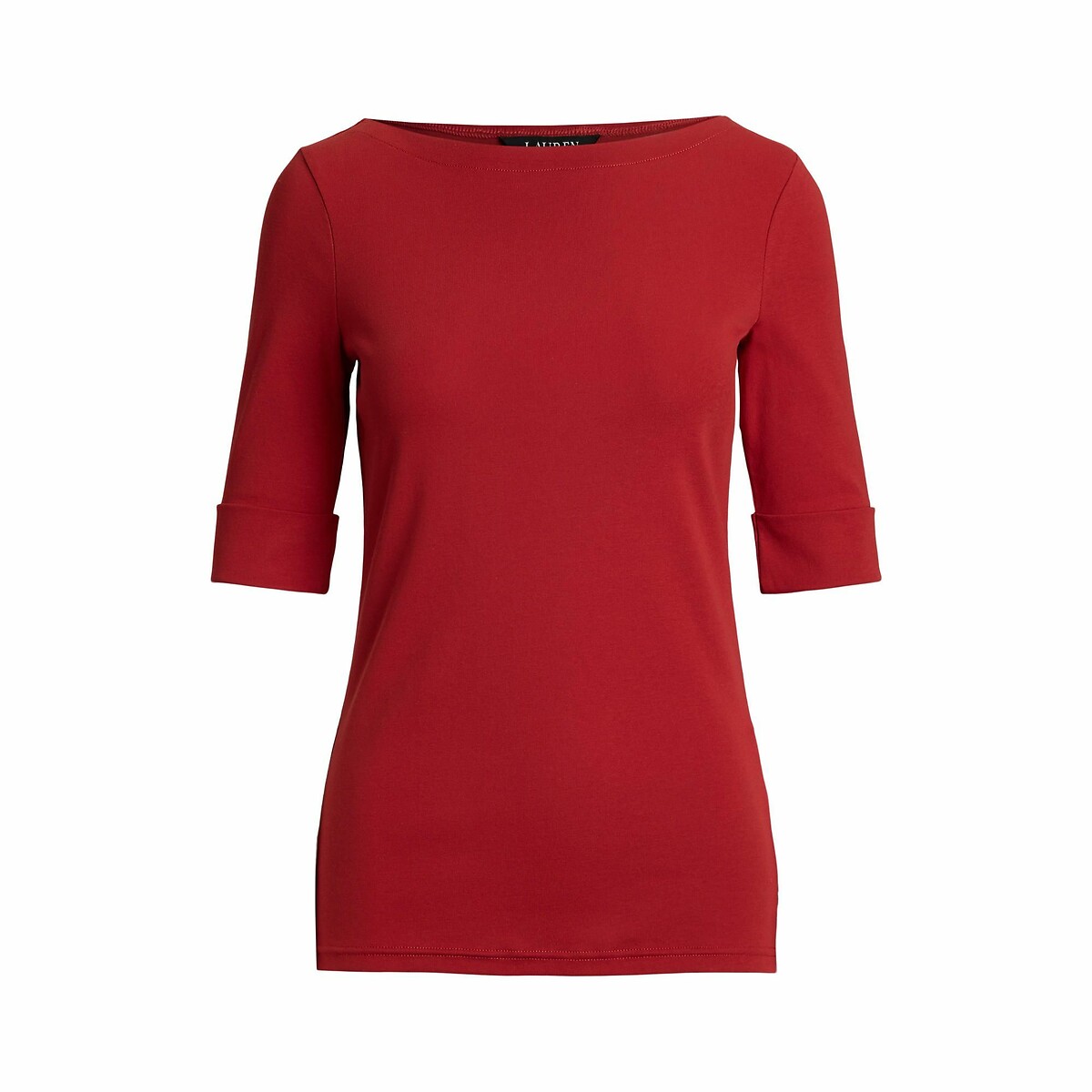 LAUREN RALPH LAUREN<br>Camiseta com decote canoa e mangas curtas