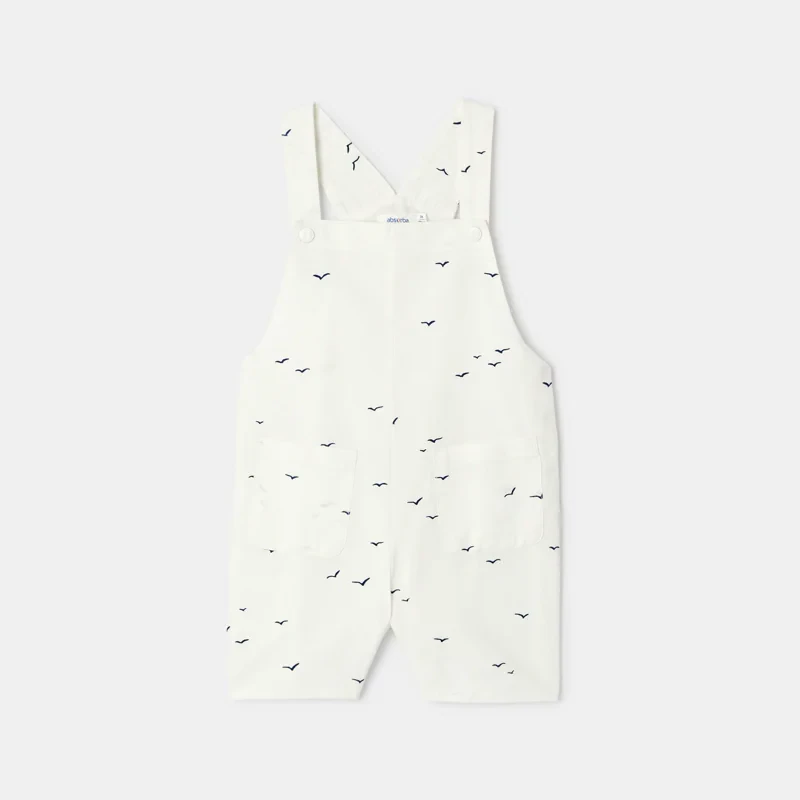 Salopette courte en coton bio blanche mixte Absorba Blanc