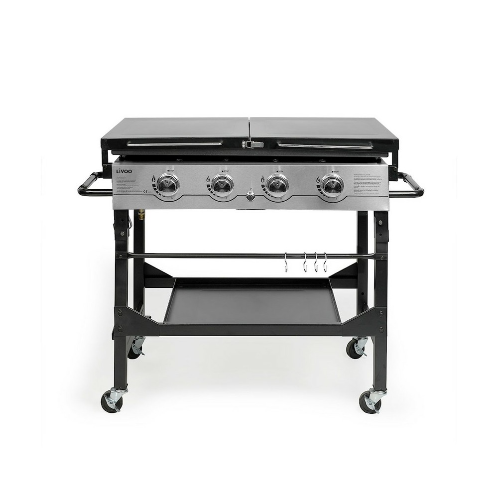 Plancha gaz 4 brûleurs sur desserte