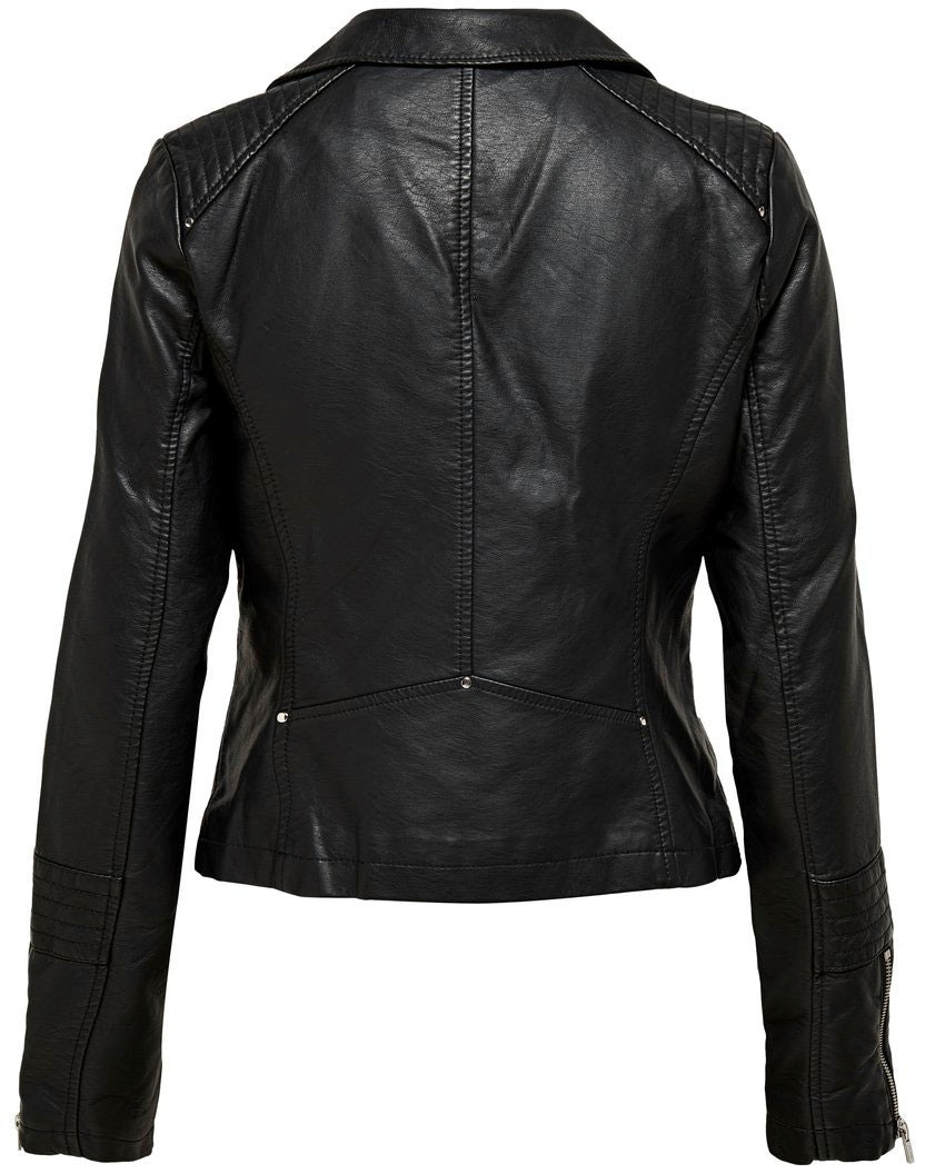 ONLY Lederimitatjacke »ONLGEMMA – Bikerjacke mit asymmetrischem Reissverschluss« tailliert, casual, Lederimitat, Reissverschlusstaschen