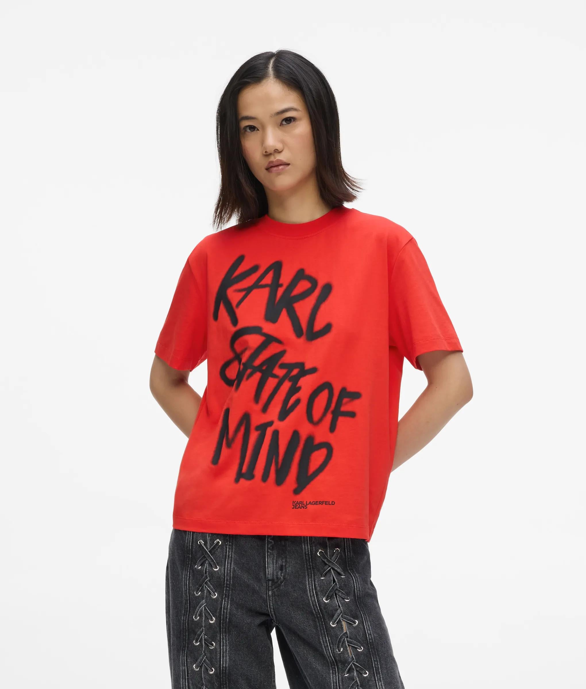 Karl quote T-shirt met een normale pasvorm