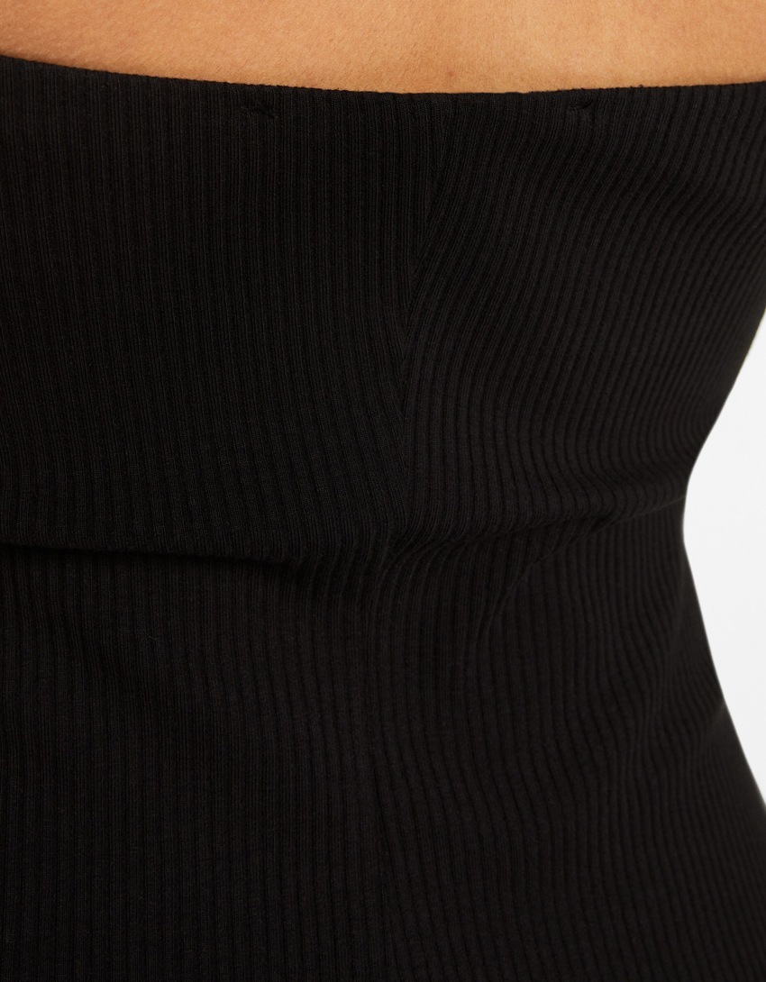 Vestido longo tomara que caia canelado