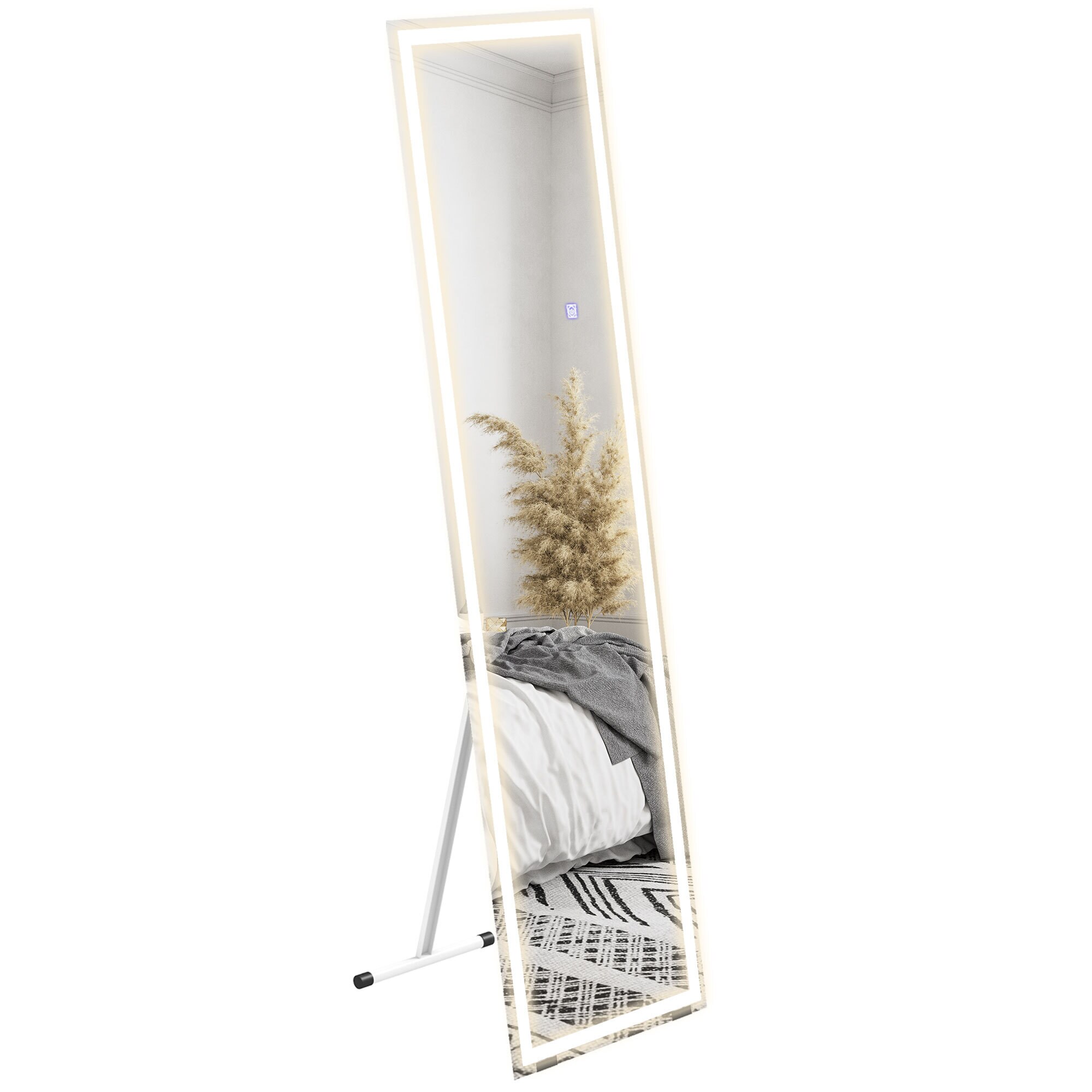 HOMCOM Ganzkörperspiegel mit Beleuchtung weiß 150L x 40B x 2,9H cm