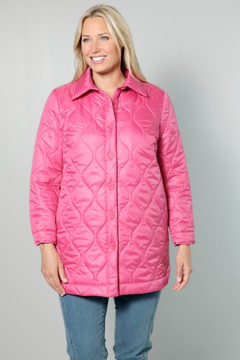 Steppjacke, Straight Fit, Hemdkragen, Langarm