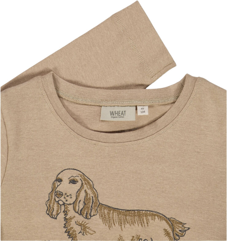 Wheat T-Shirt Broderet Hund Affogato
