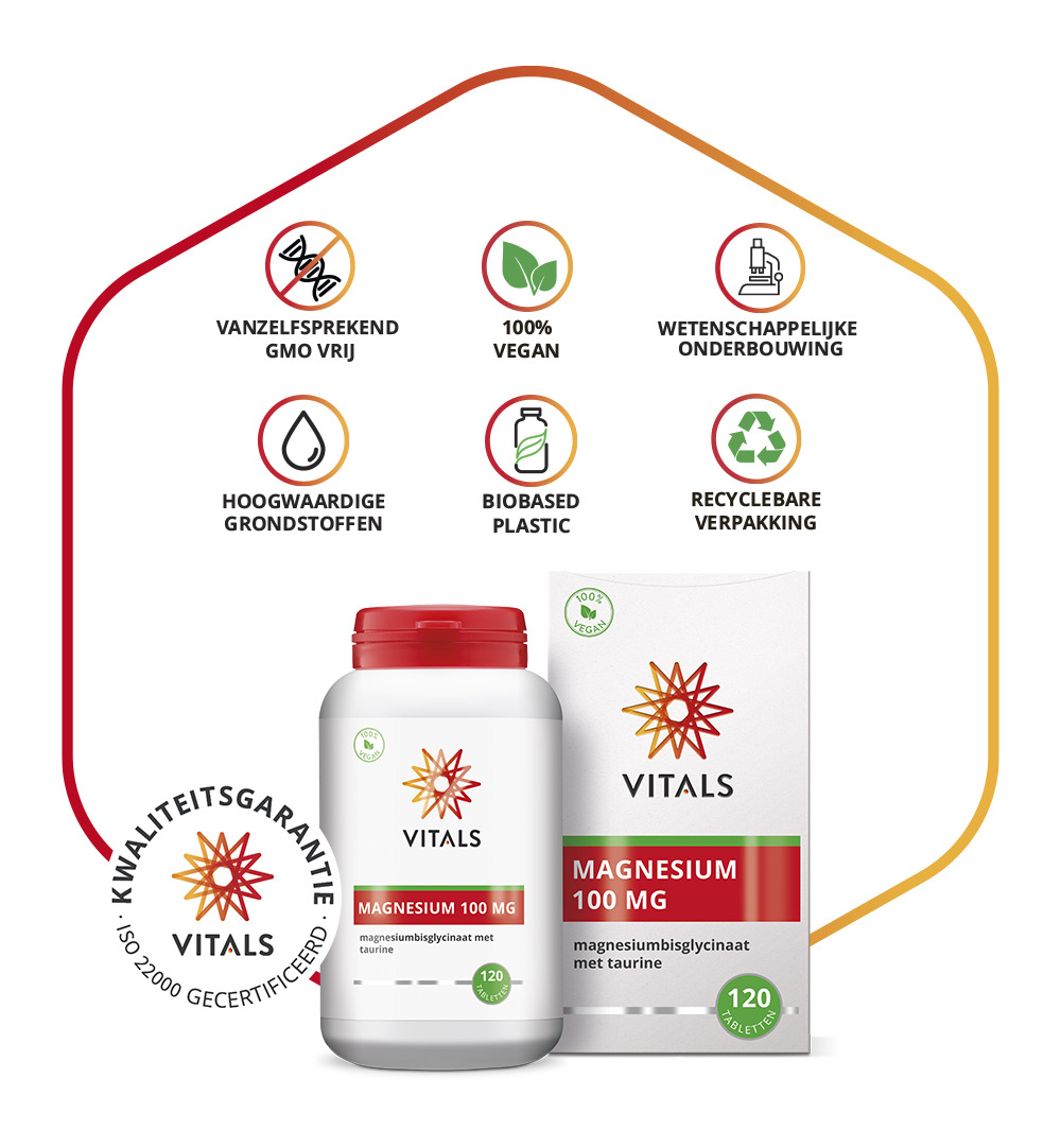 Vitals Magnesiumbisglycinaat 100 mg (120 tabletten)