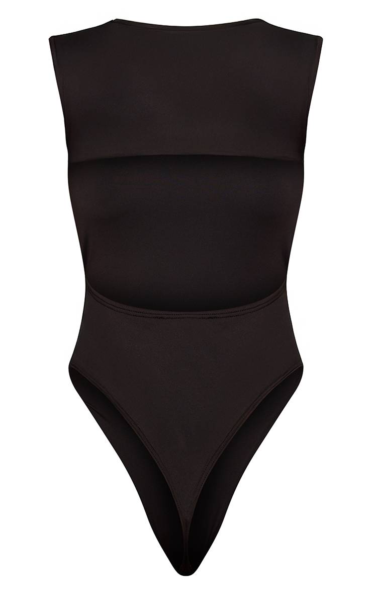 Noir Body En Jersey Sculpté Avec Détail Au Dos