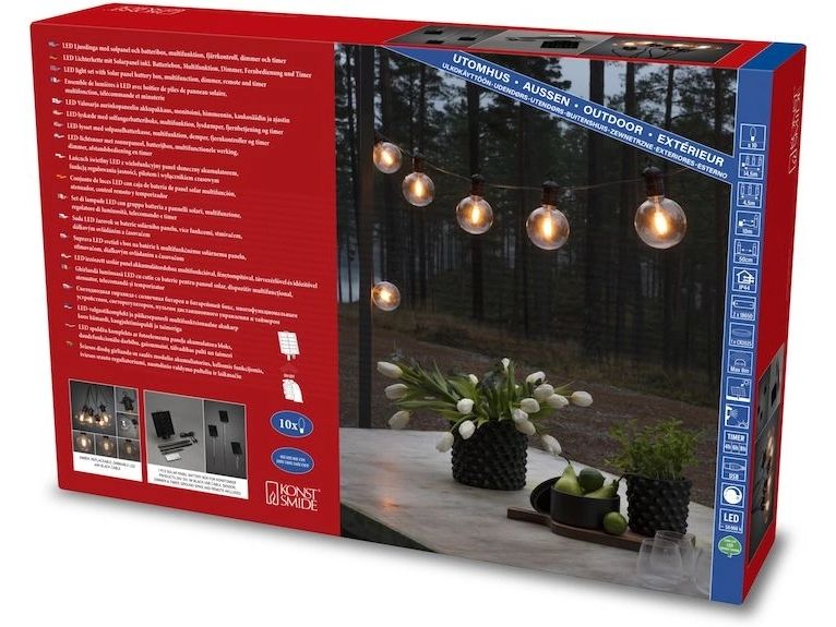 Konstsmide Lichterkette Solar 2337, 10 LEDs, Transparent Solarbetriebene LED-Lichterkette