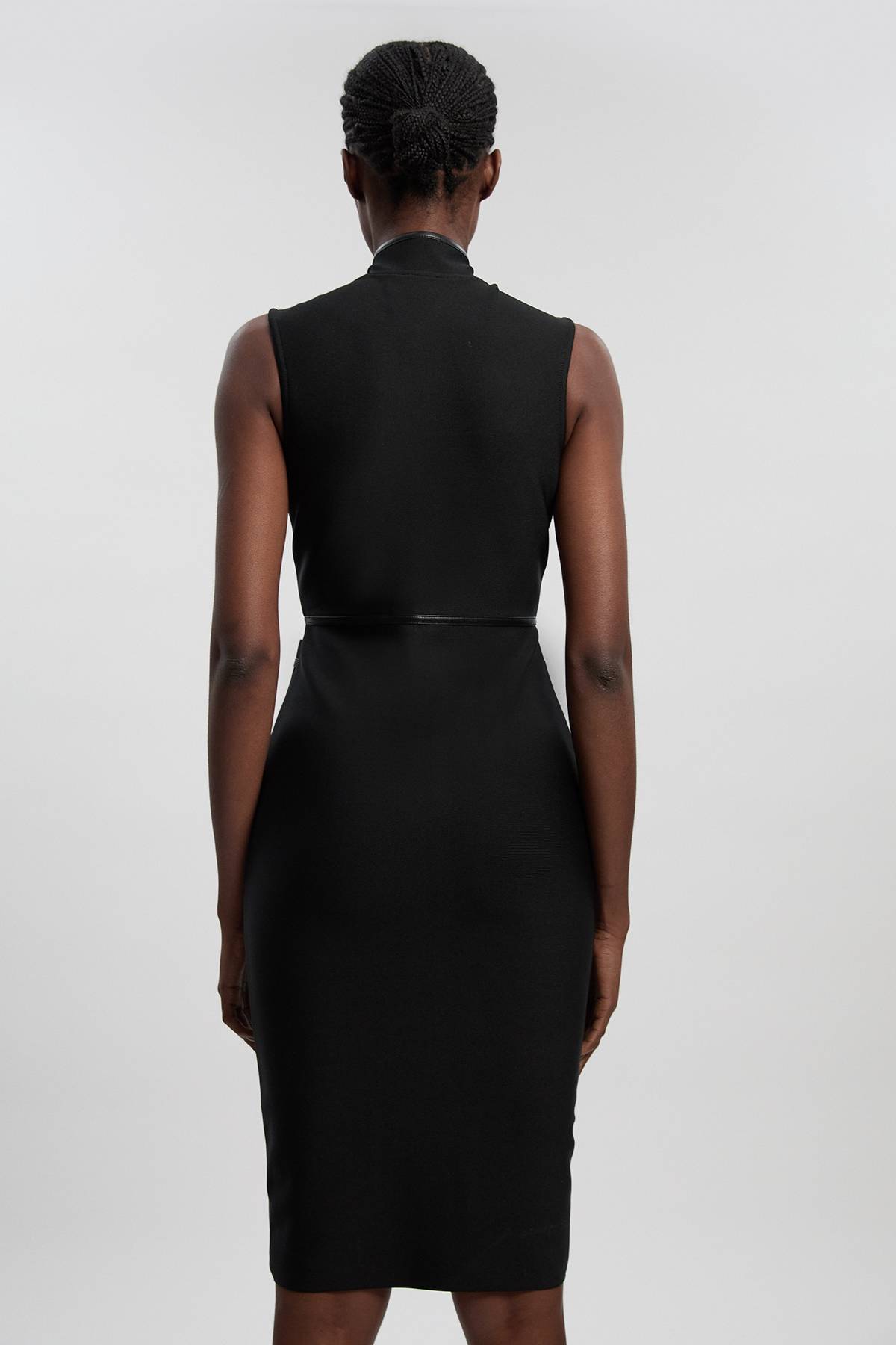 KarenMillen Robe Midi Bandage Militaire Sans Manches À Finitions Synthétique