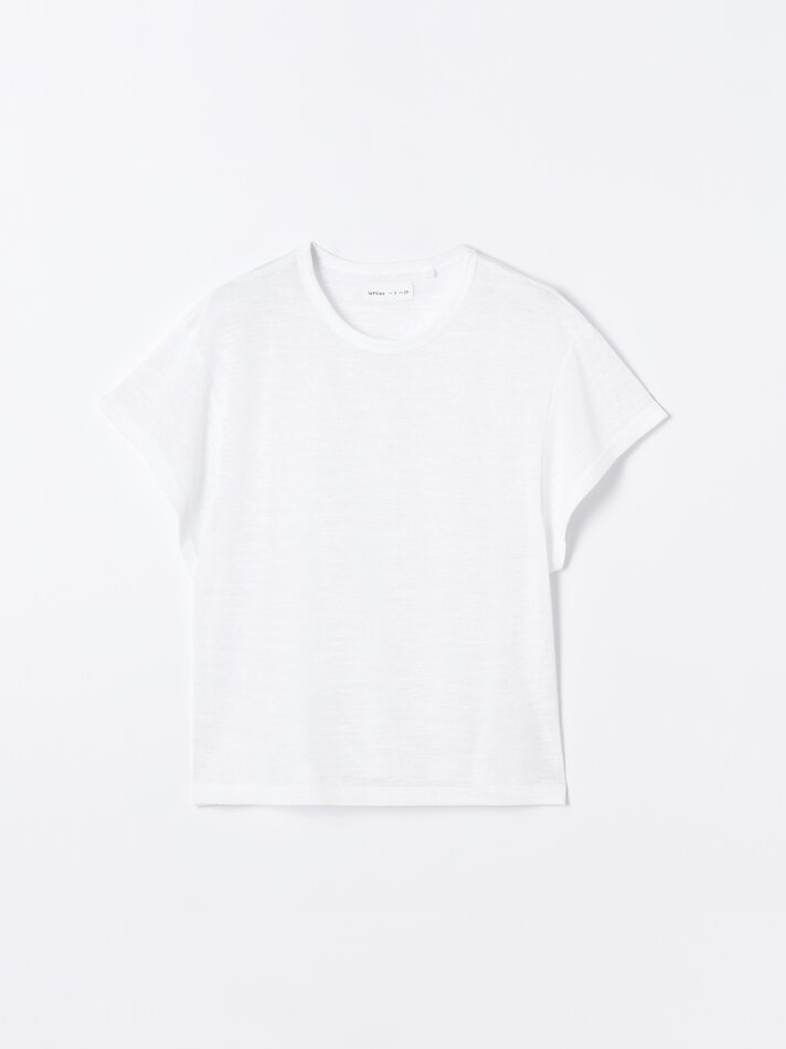 Camiseta com efeito linho - Branca