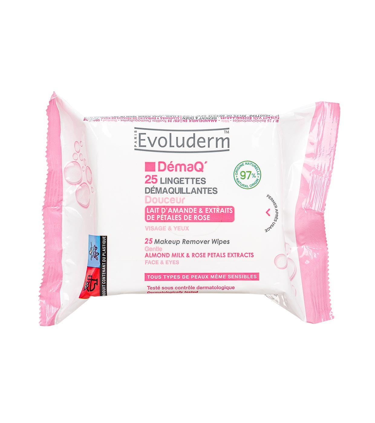Evoluderm - Toalhetes desmaquilhantes macios 25 uts - Todos os tipos de pele