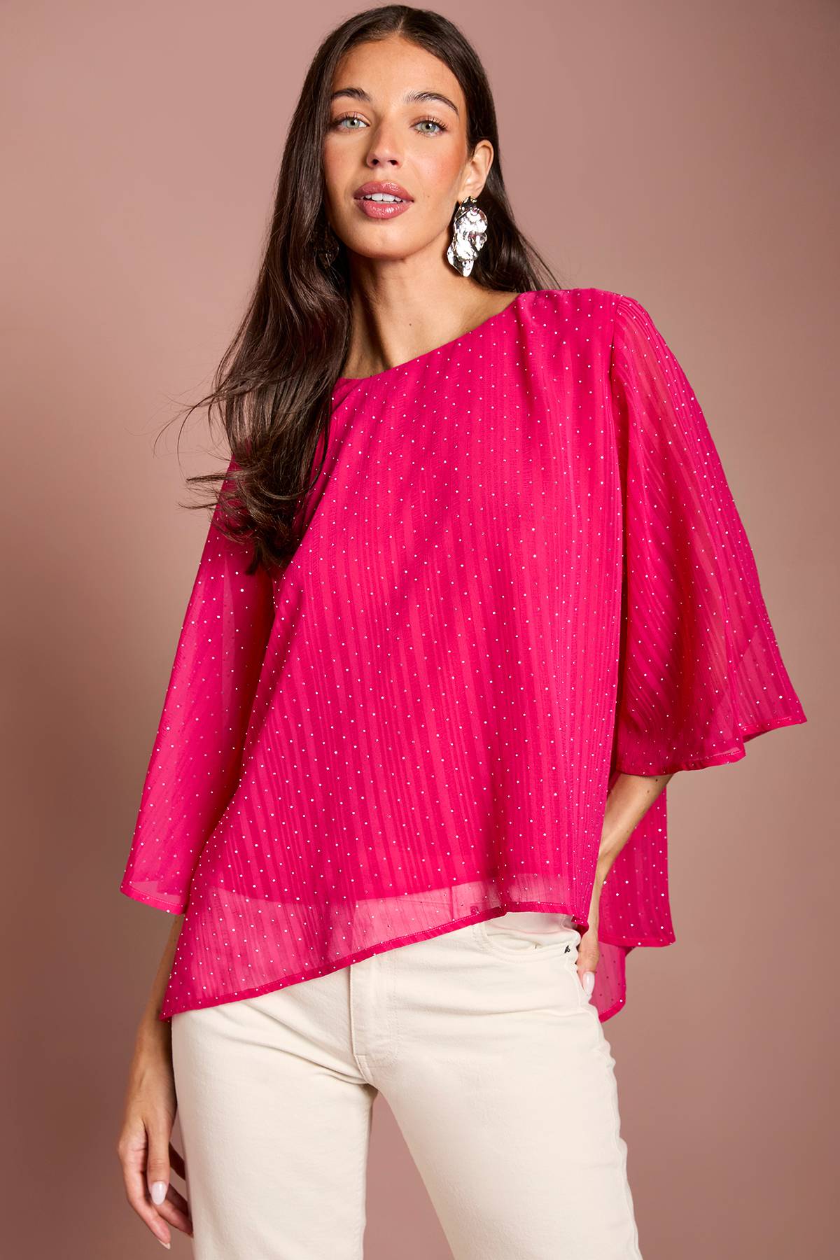 Wallis Blouse Asymétrique Ornée De Strass Thermocollants