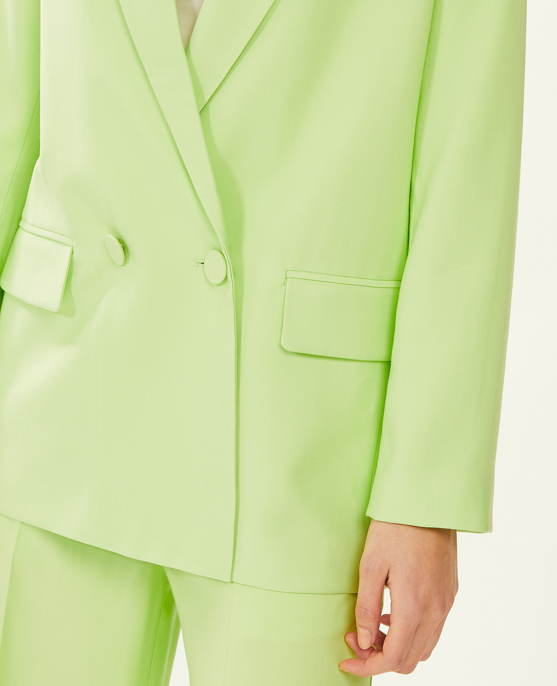 Veste blazer oversize en toile fluide - Vert anis