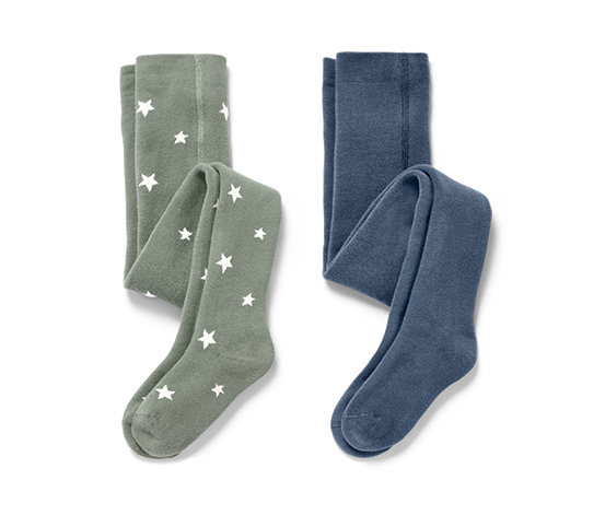2 Kinder-Thermostrumpfhosen, blau und grün