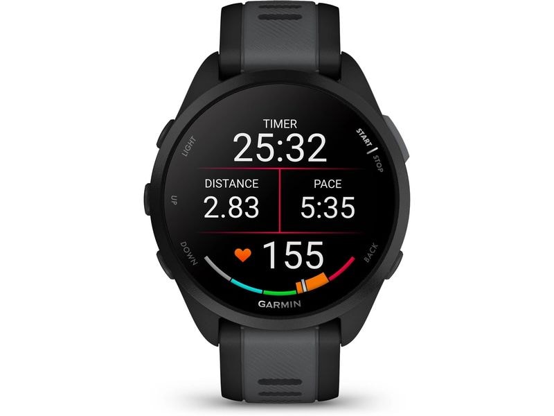 GARMIN Sportuhr Forerunner 165 Dunkelgrau/Schwarz Smarte Laufuhr