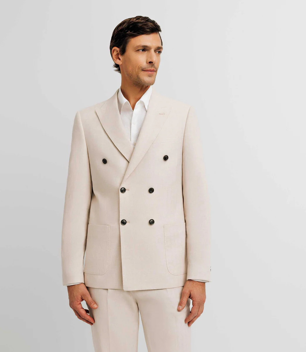 Veste croisée en lin beige