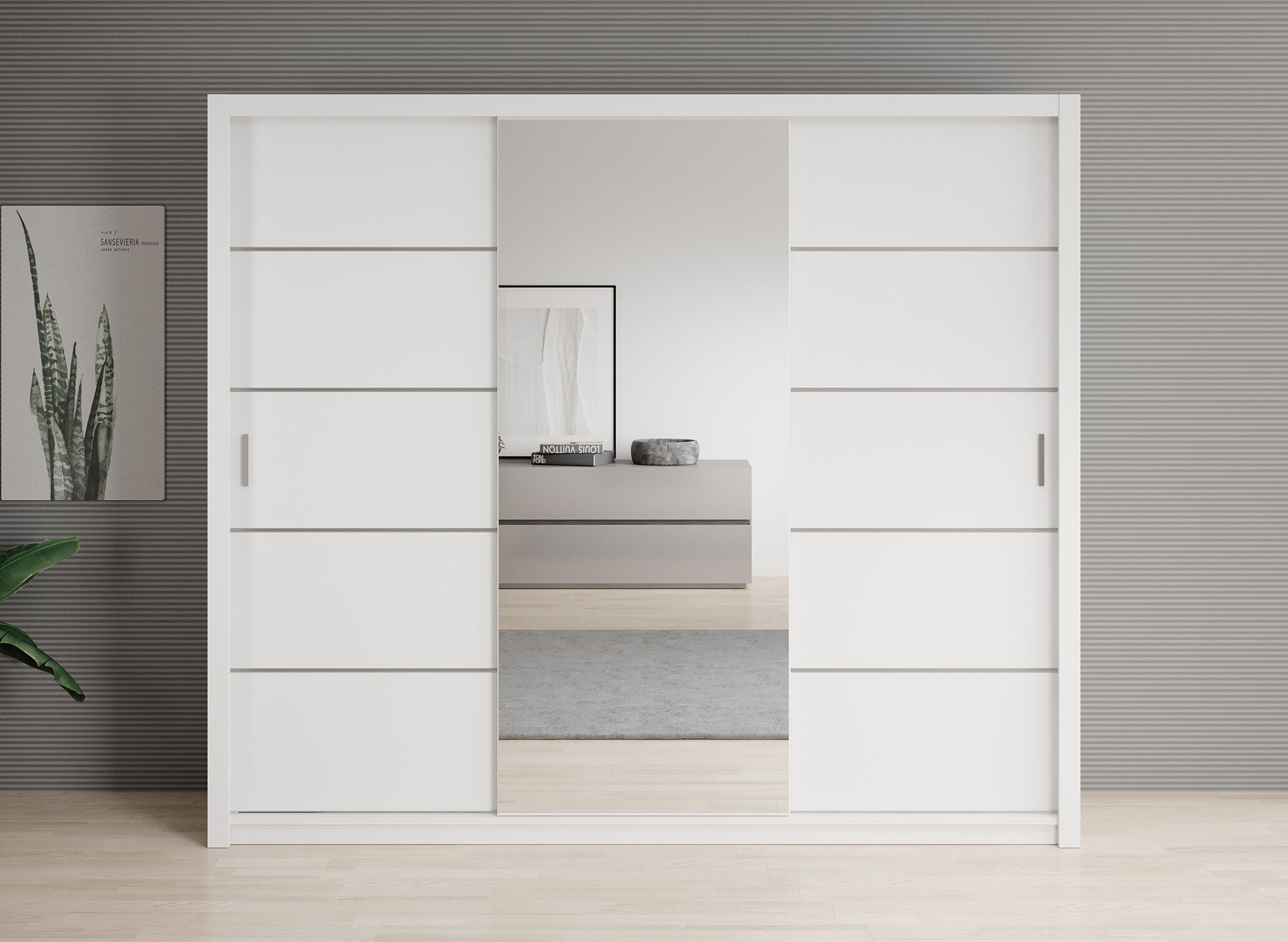 Blake - Kledingkast met schuifdeuren - Wit - 250x62x215 cm