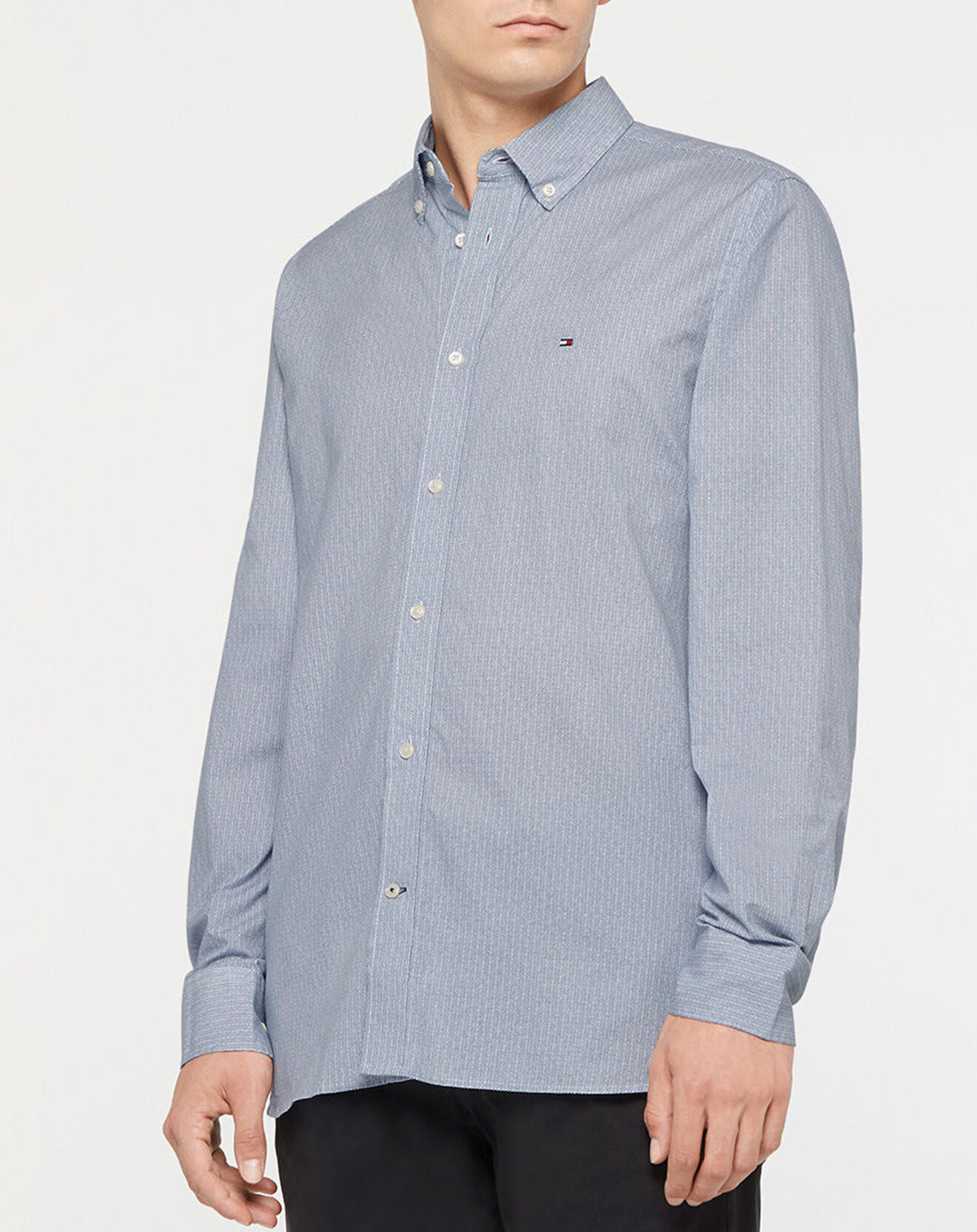 Tommy Hilfiger Chemise Regular 100%  Coton Bio imprimé graphique blanc/bleu