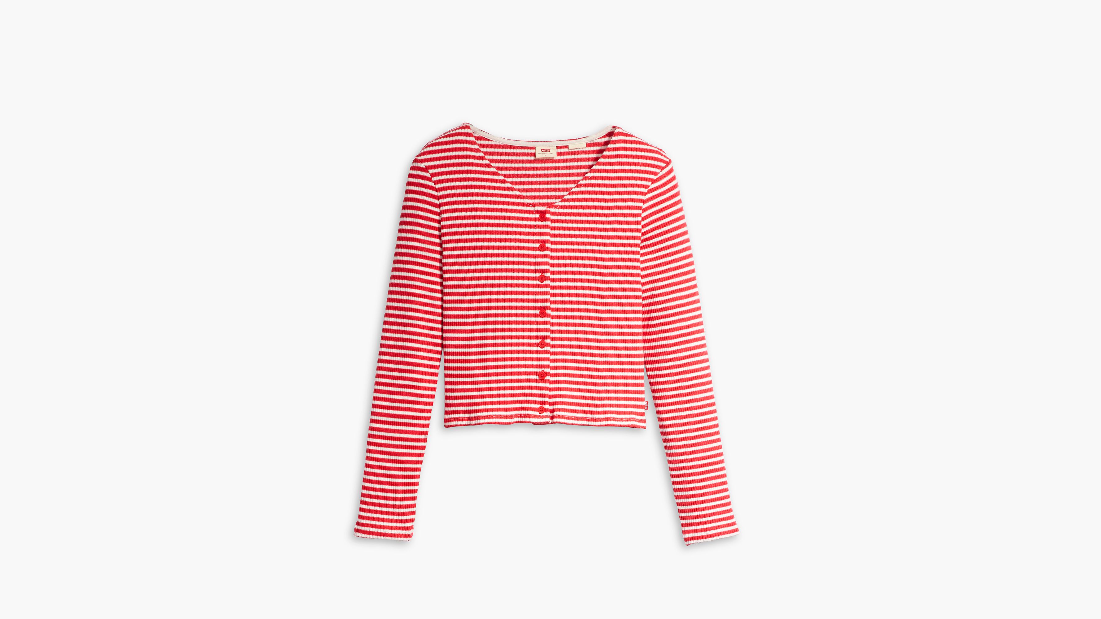 T-shirt manches longues Monica - Penny Stripe Script Red - Rouge
