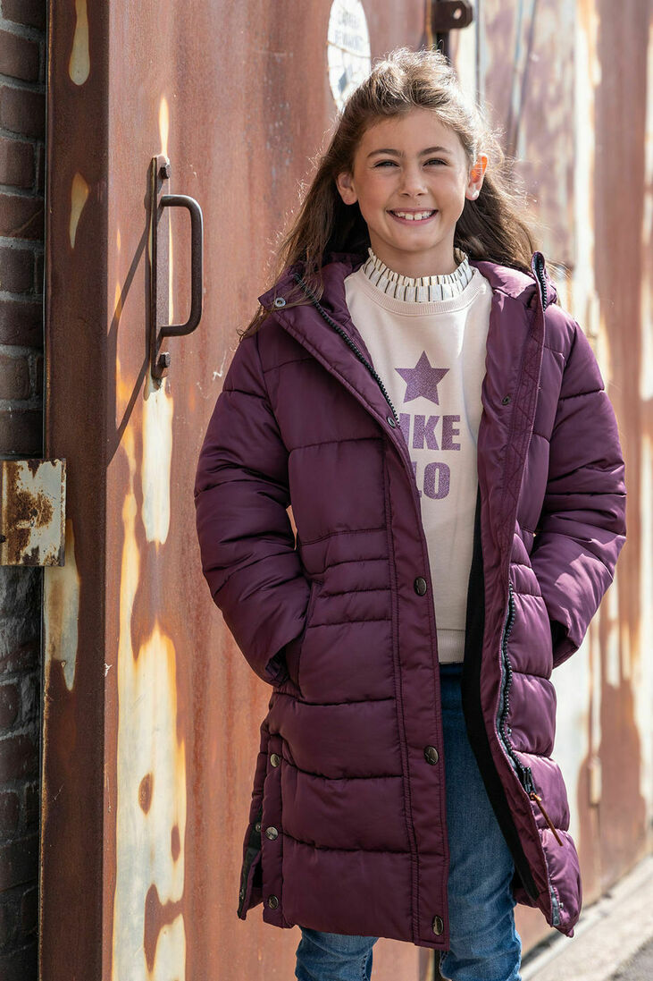 LIKE FLO bordeaux like flo gewatteerde jas flo girls maxi hooded jacket