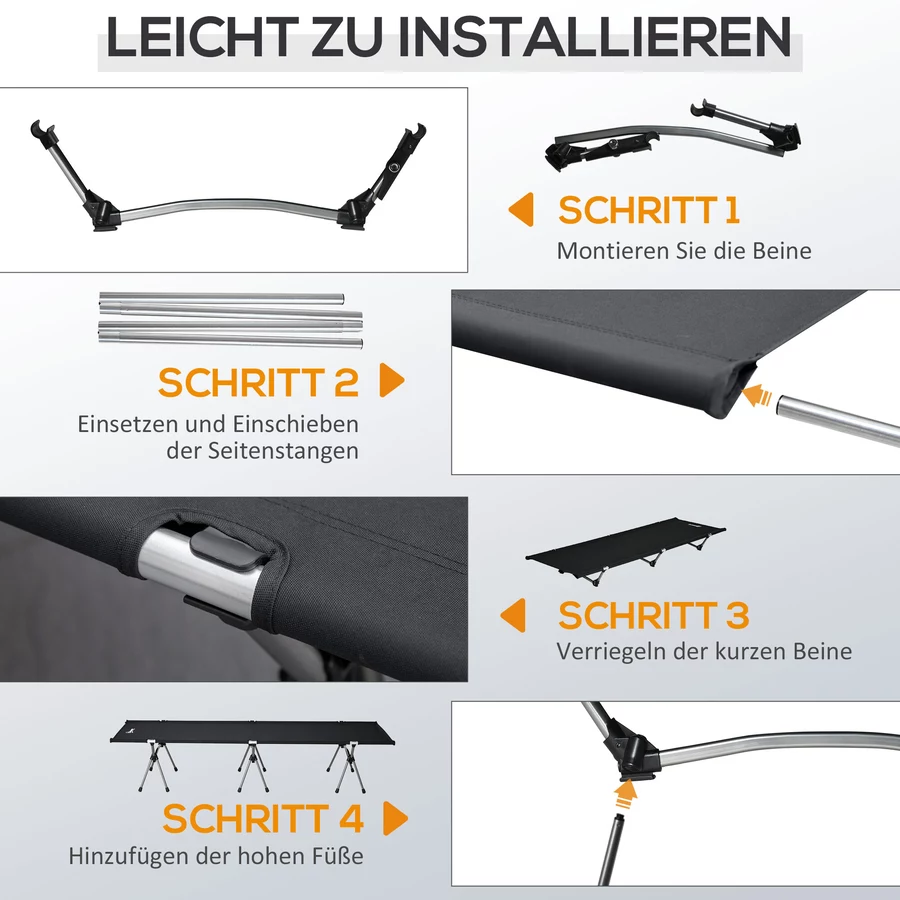 Outsunny Feldbett mit Tragetasche schwarz
