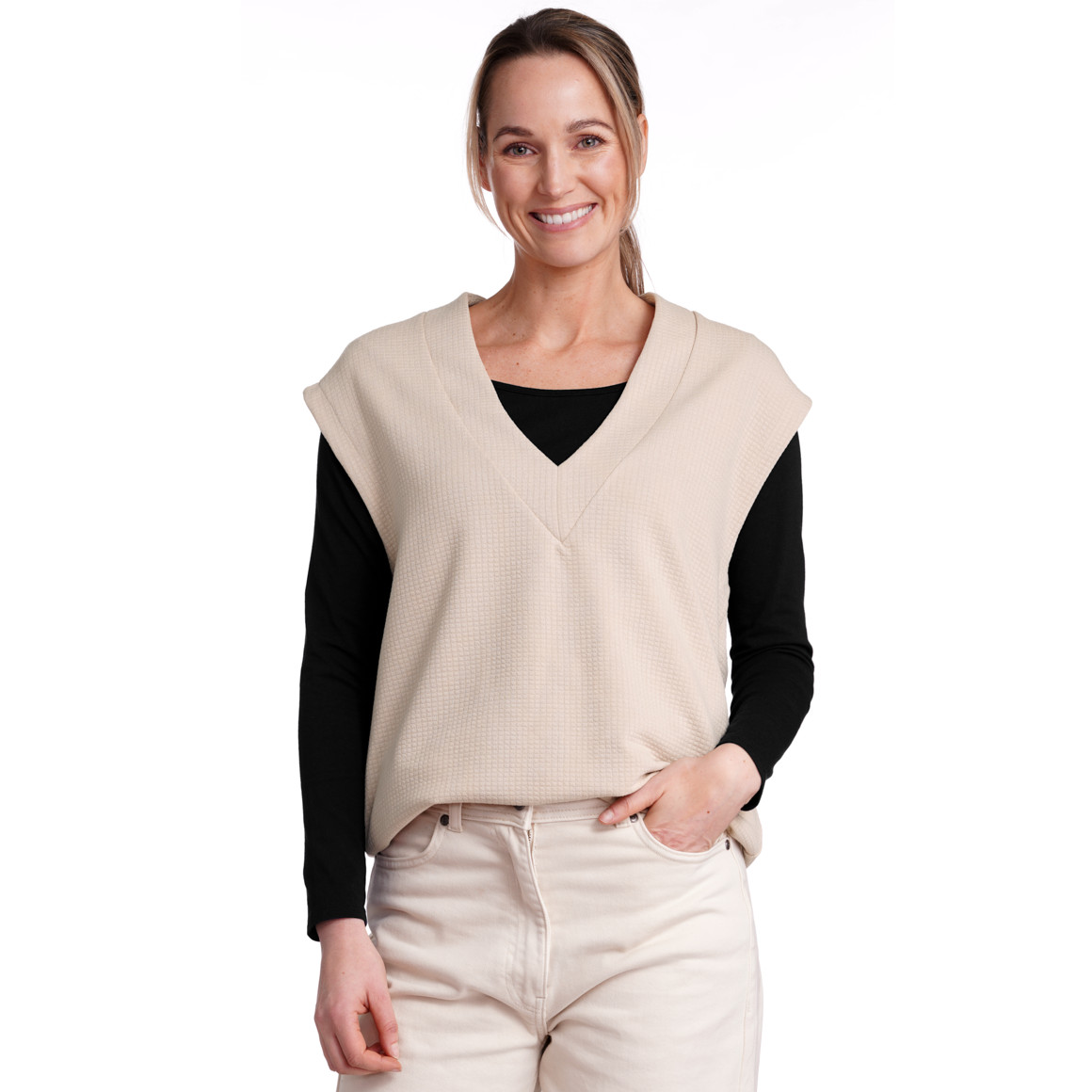 Gina Benotti Damen Pullunder in Sweat-Qualität beige