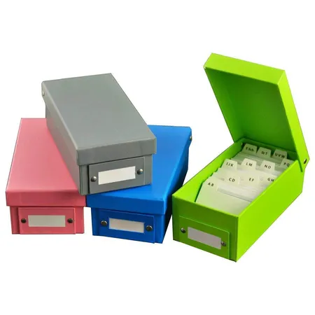 MW-Handel 4x Lernbox Karteikasten DIN A8 4 verschiedene Farben + 1600 Karteikarten