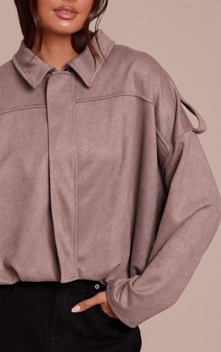 Taupe Veste Bomber Zippée En Synthétique