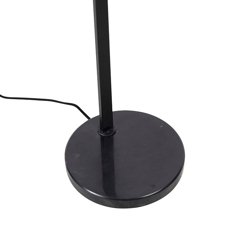 Design vloerlamp zwart met smoke glas - Qara Down