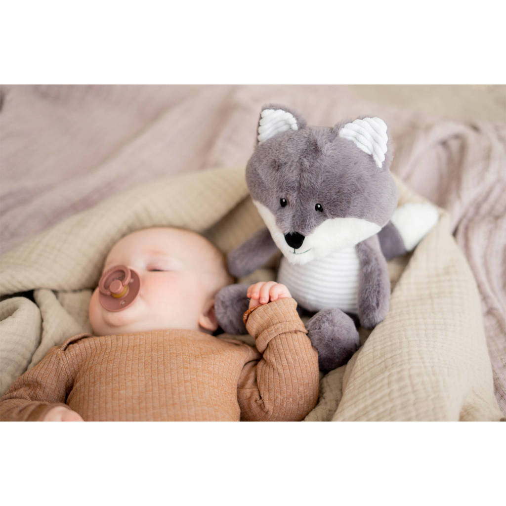 hartslagknuffel robin vos grijs pluche - knuffel 22 cm