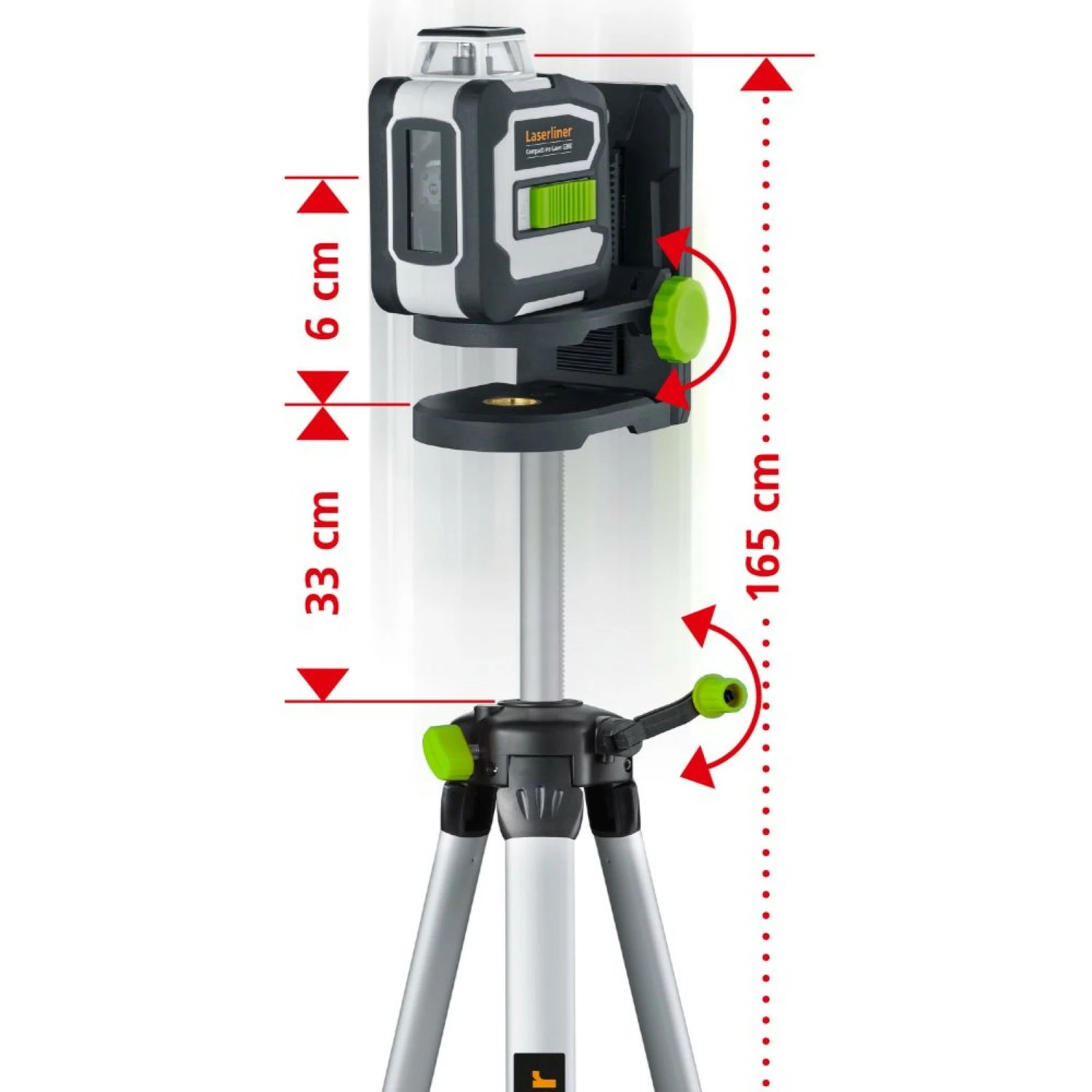 Laserliner CompactLine-Laser G360 Kruislijnlaser set incl. statief in tas - 2 lijnen - 30m - Groen - Bluetooth