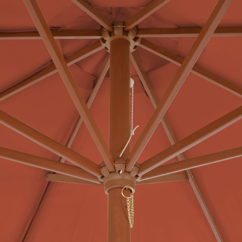 Parasol d'extérieur avec mât en bois 300 cm terre cuite