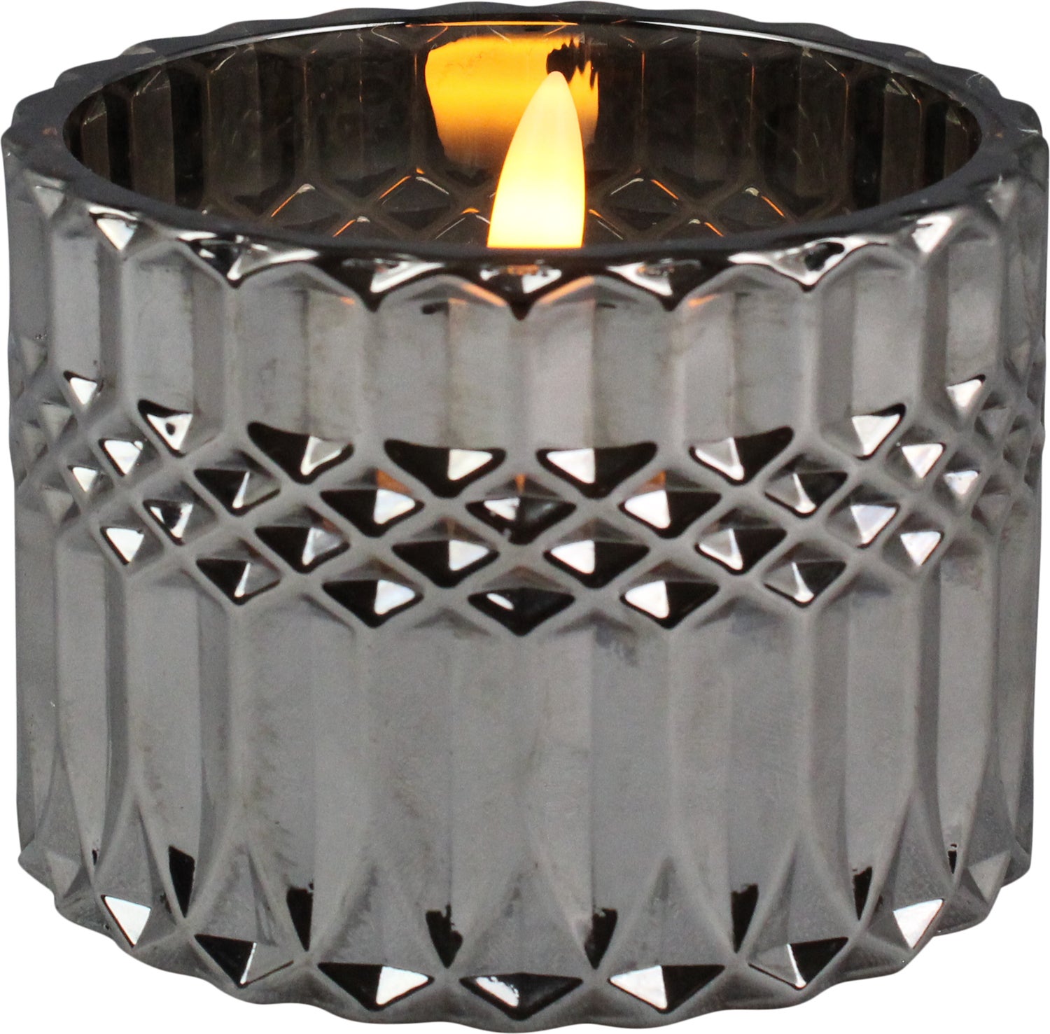 Peha Magic LED kaars in glas Jacob zilver D 9 H 6,5 cm