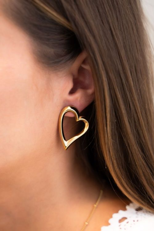 Studs oorbellen met open hart