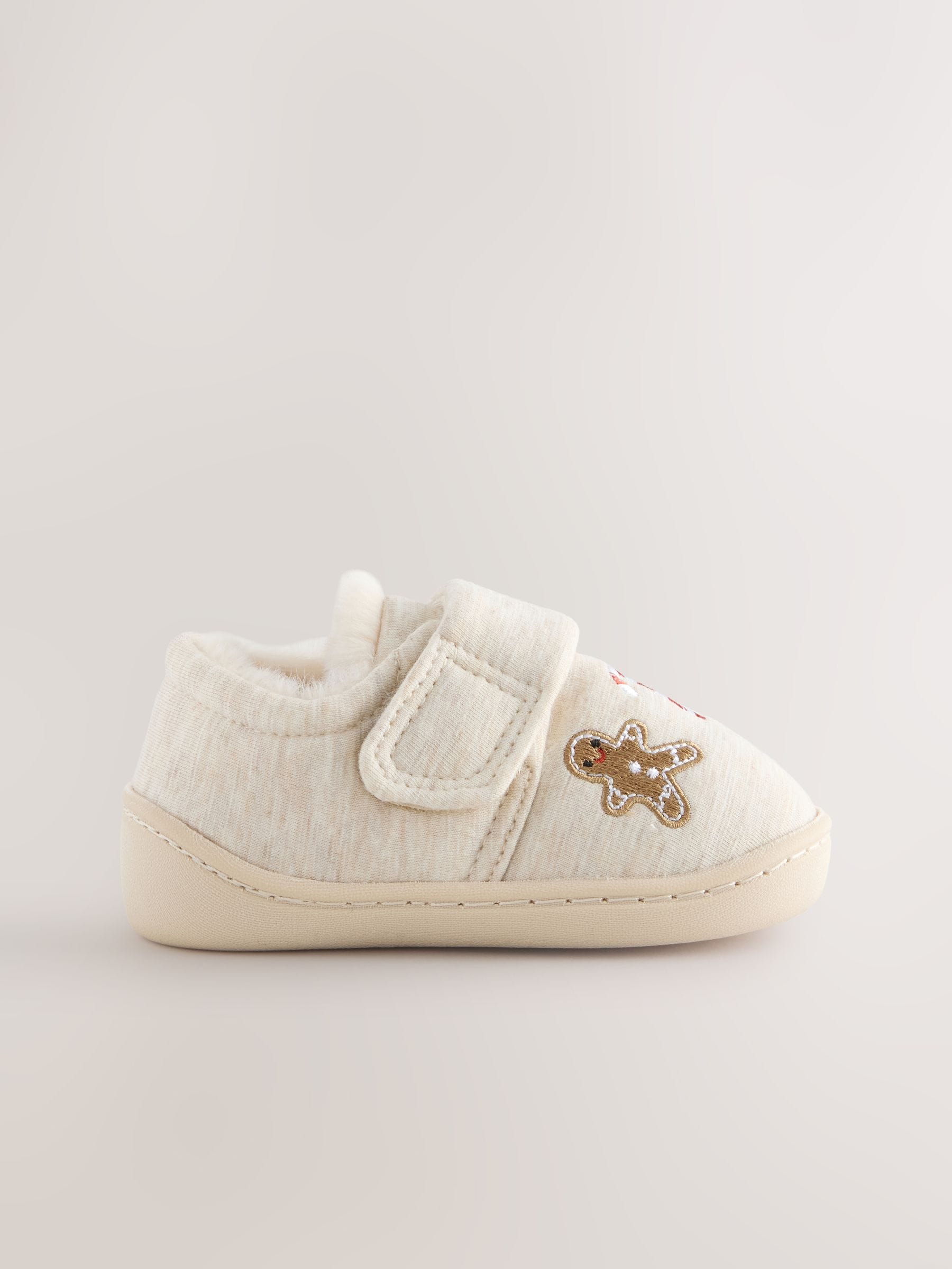 Neutrale kerst - Warm gevoerde pantoffels met kuipzool
