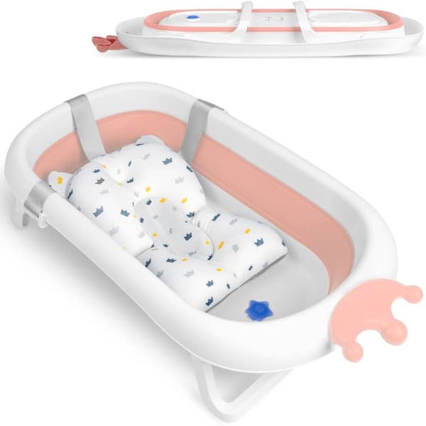Babybadekar med pute RK-280 hvit/rosa