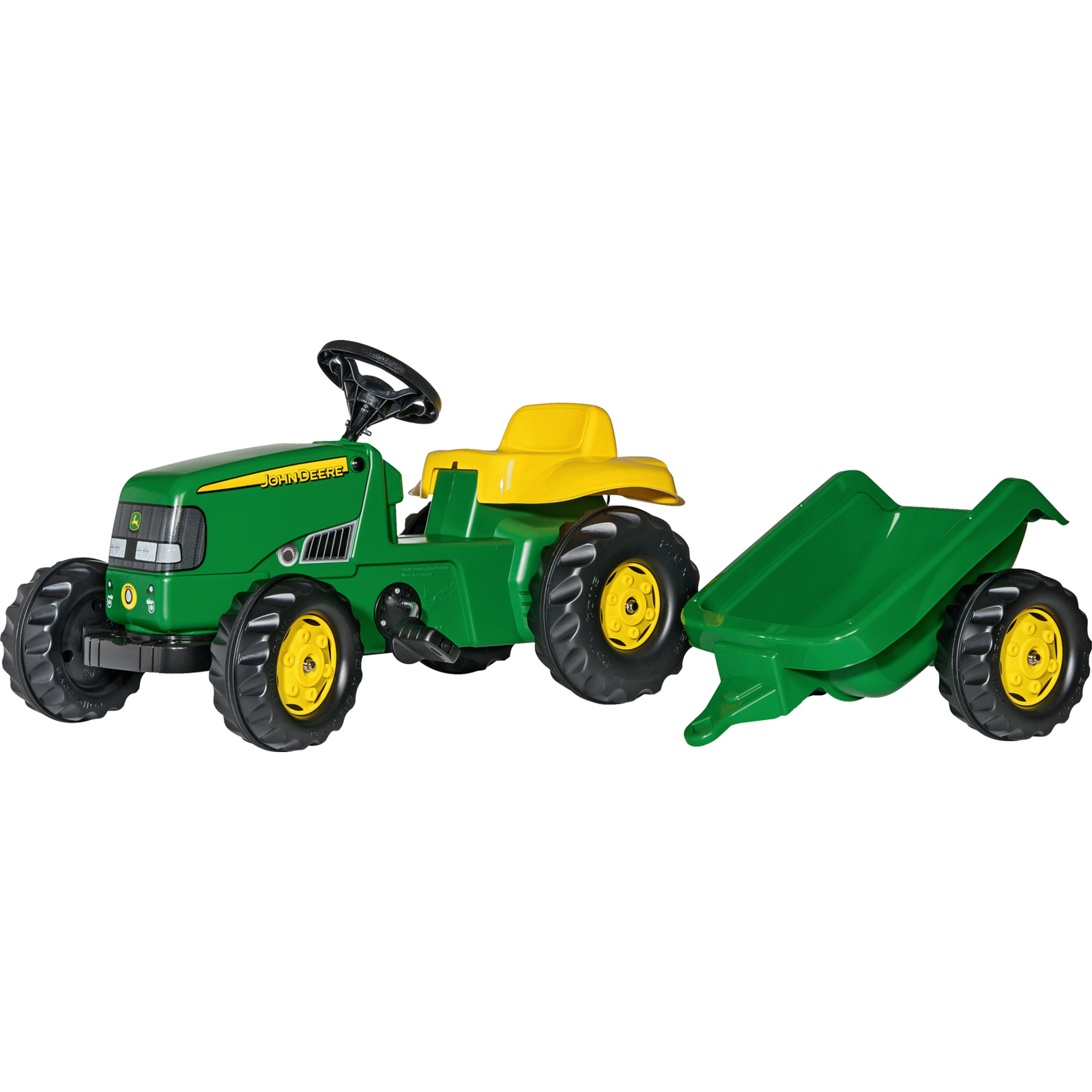John Deere Traktor m. Anhänger 134x47cm