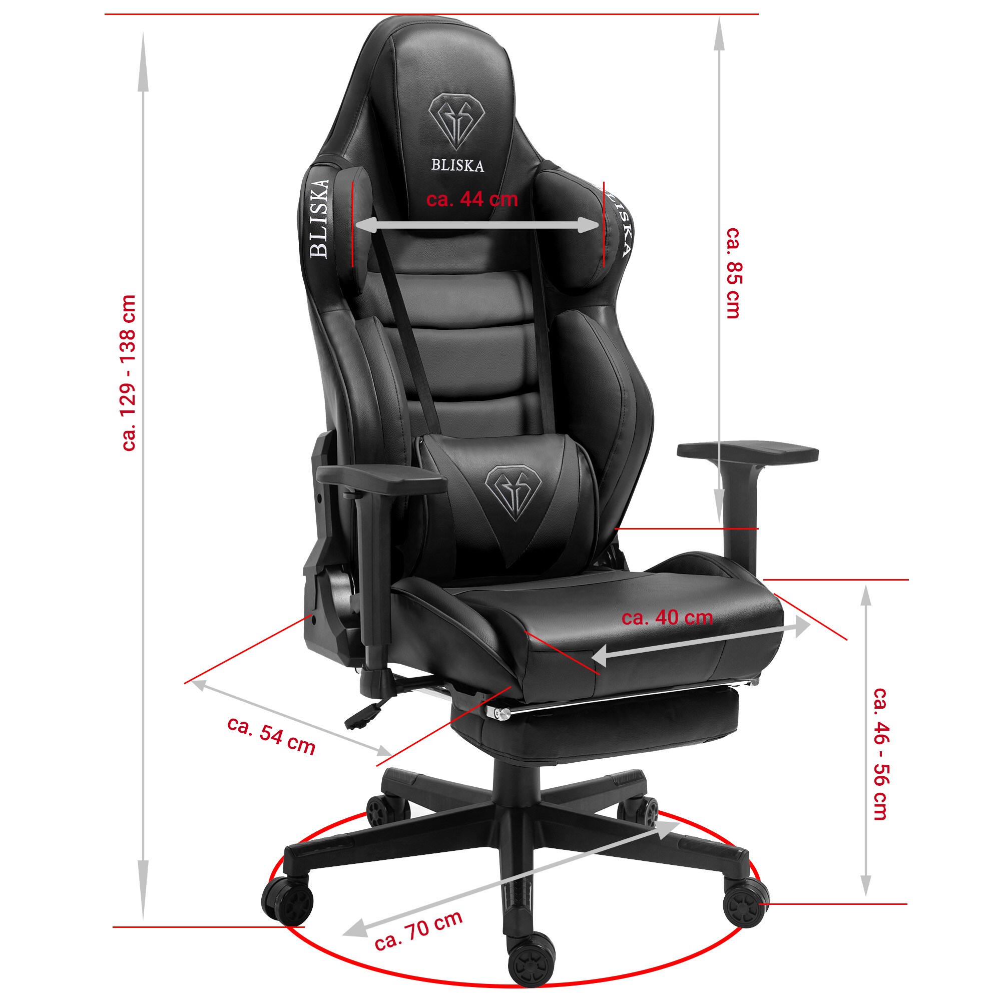 Chair Racing Chefsessel mit Sportsitz und ergonomsichen 4D-Armlehnen Schreibtischstuhl Drehstuhl