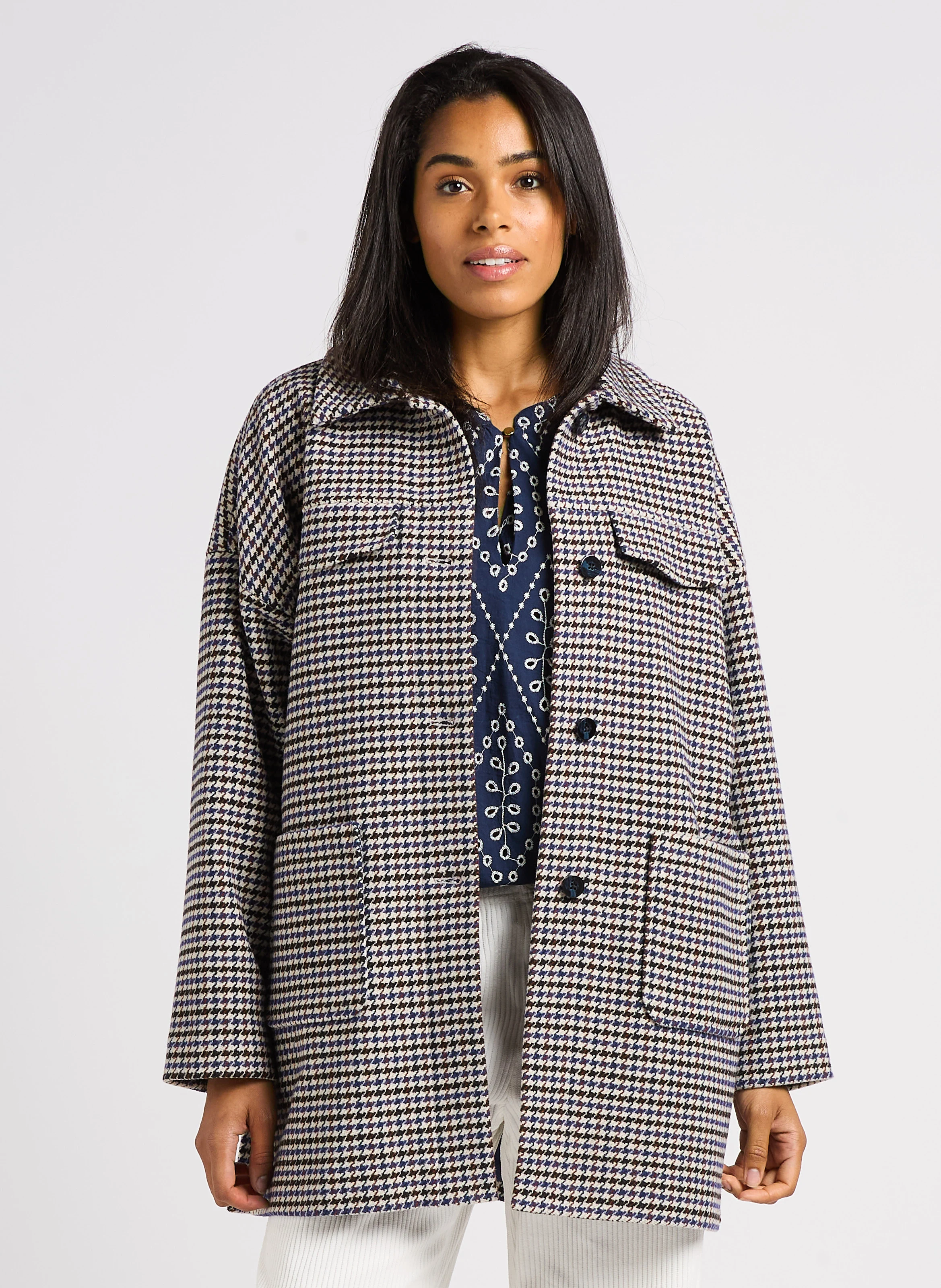 DOMINO - Manteau col classique en laine mélangée| Beige