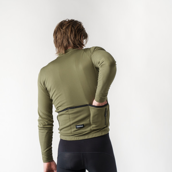GripGrab EXPLR Merinotech Thermal langærmet cykeltrøje Olive Green herre
